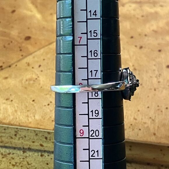 Natural Green Diamond Sterling Silver Ring Size 8 - Picture 9 of 9